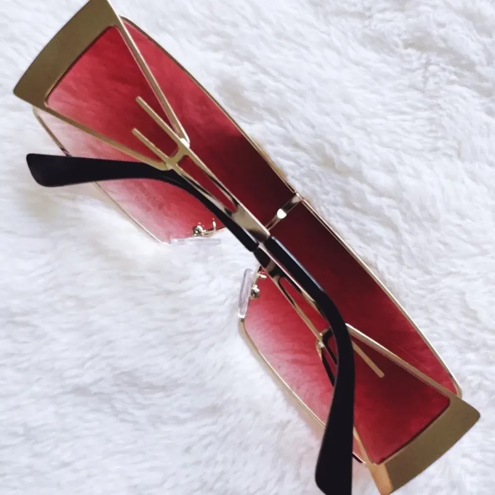 Sandy Clear Red Wrap-Around Sunglasses